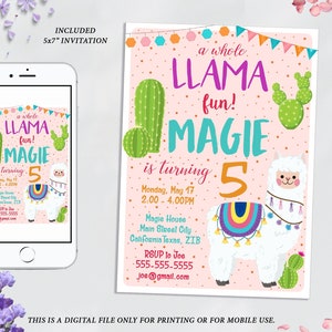 Llama Invitation, Llama Birthday Invitation Printable, Llama Fun Party ...