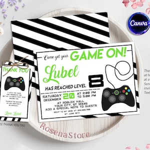 Video Game Invitation, Gaming Birthday Invitation, Gamer Party Invitation, Kids Birthday Party Invite, Editable in Canva