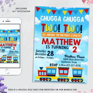 Two Train Invitation Editable Train Birthday Invitation Template, Toy Train Invitation ...