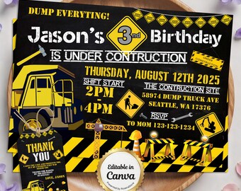 Construction Birthday Invitation Dump Everything Birthday Invitation Construction Birthday Invite Construction Bday Party Invite