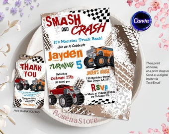 Editable Truck Birthday Invitation, Printable Truck Invite, Truck Boy Birthday Invite, Invitation Template, Printable Invite, Kids Invite