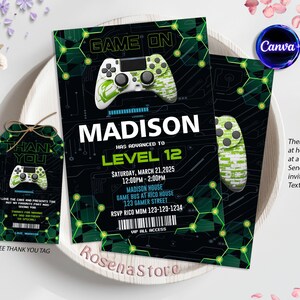 Gamer Birthday Invitation, Video Game Invitation, Gaming Party Invitation, Gamer Party Invitation, Video Game Birthday, Editable in Canva