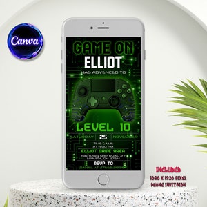 Electronic Video Game Invitation, Video Game Birthday Party Invitation, Gamer Birthday Invite, Video Game Instant Download, Editable