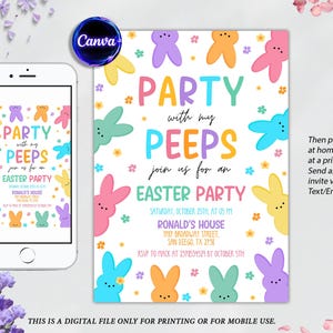 Editable Easter Egg Hunt Invitation, Easter Bunny Invite, Happy Easter Invitation, Easter Party Invite, Easter Egg Invite, Instant Download
