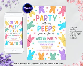 Editable Easter Egg Hunt Invitation: Bunny Party Invite (Digital Download, 5x7 in Canva Template)