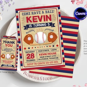 Editable Baseball Birthday Invitation, Baseball Invites, Instant Download Baseball Invitations, Digital File
