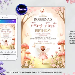 Fairy First Birthday Invitation Girl, Boho Fairy 1st Birthday Invite, Garden, Enchanted Garden Fairy Invitation, Fairy Invite