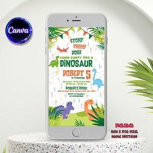 Dinosaur Electronic Invitation, Dinosaur Birthday Invitation, Three Rex Invitation, Dinosaur Birthday Phone Invitation