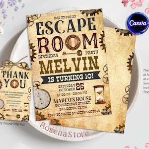 Escape Room Invitation, Escape Room Birthday Invitation, Escape Room Party Invites, Mystery Birthday Party, Printable, Instant Download