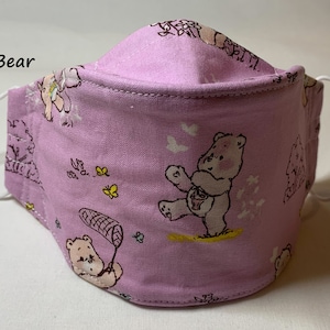Care Bear, Prime 3D Cotton Mask W/ Filter Pocket, 5 Layers, Washable, Reusable, Sew on Filters ( Cotton, Non Woven Interfacing )