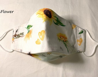 Sunflower Cotton Masks W/ Filter Pocket, Anti Fogging Masks for Eyeglasses Wearer, Multi Designs to Choose