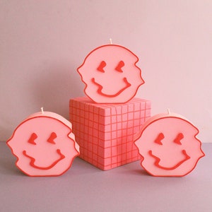 GLITCH Smile Mim Candles - Modern Pastel Aesthetic Candle for Decoration Unique Gift | Smile Happy Candles | Design Candle