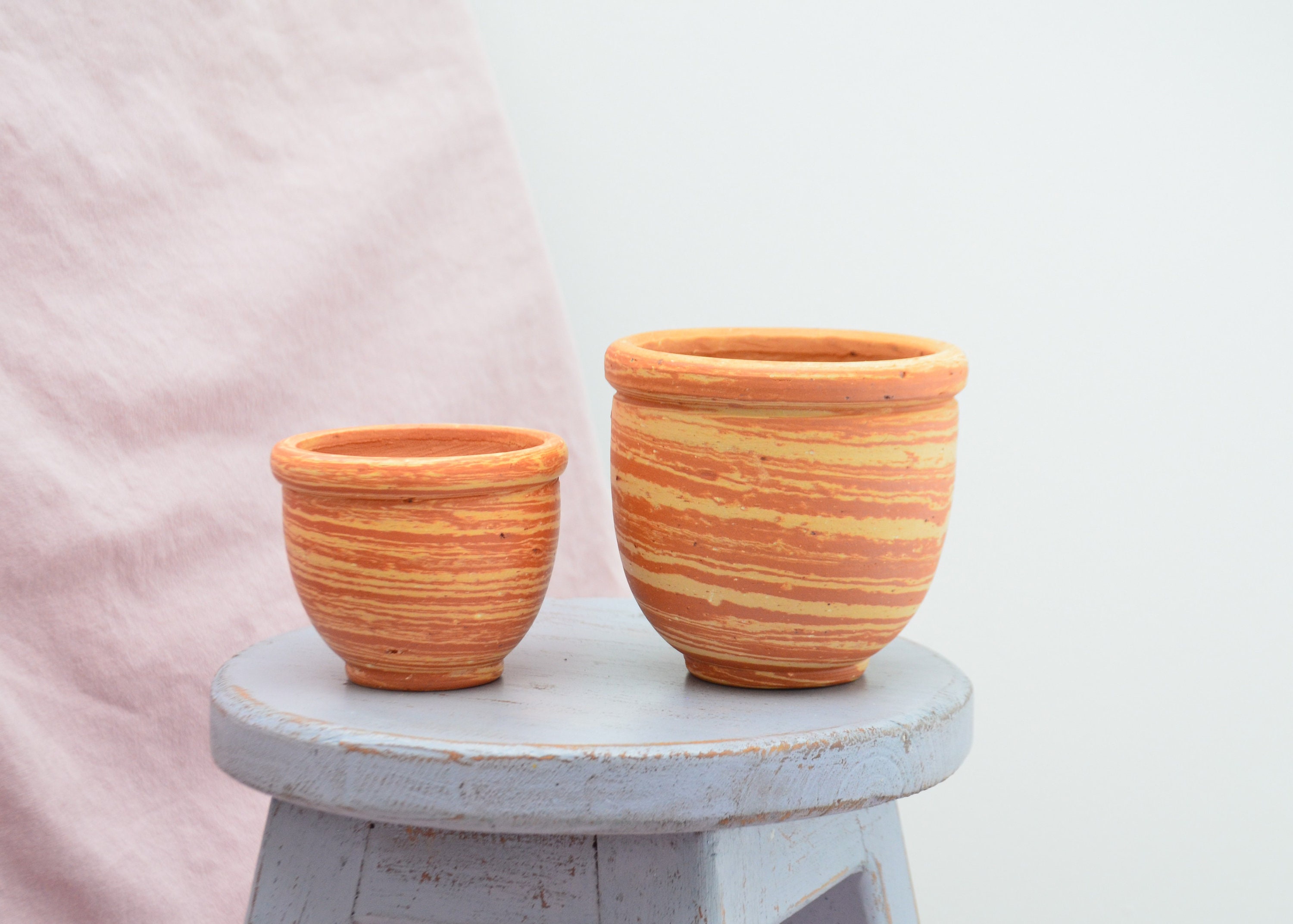 Set of 2 Natural Clay Pots SmallTiny Etsy