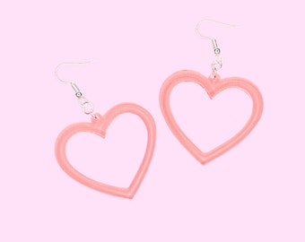 Pink Heart Earrings - Etsy Australia