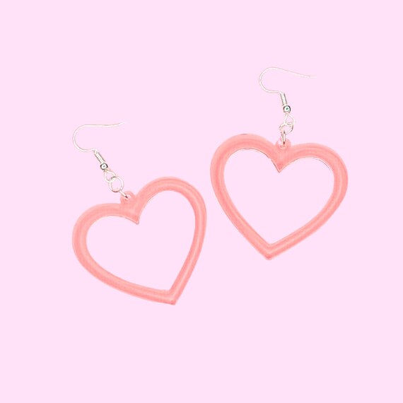 Pink Heart Earrings - Etsy Australia