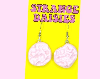 Chewed Bubblegum Earrings - Light Pink - Fun Funny Food Novelty Quirky Weird Gross Joke Gag Gum Mint Strawberry