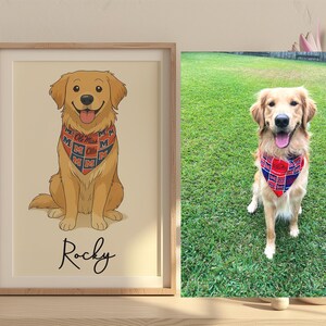 Custom Pet Portrait Cartoon Using Pet's Photo, Personalized Digital Dog Portraits, Cat Portraits, Custom Dog Portraits, Custom Pet Memorial