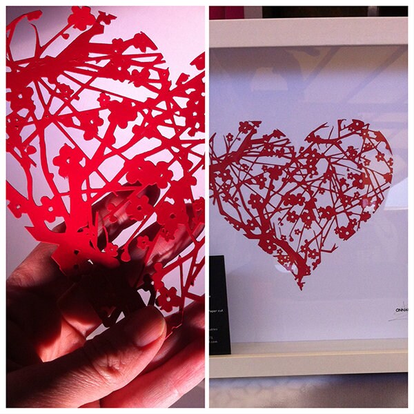 Tableau Coeur Paper Cut