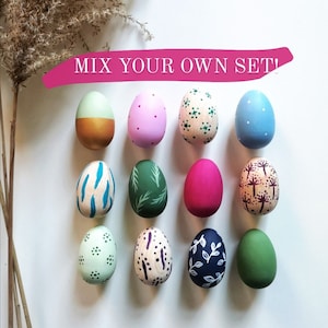 Hand painted easter eggs, wooden Easter decor 2024, Easter basket, Easter gift ideas, spring table decor, personalised eggs