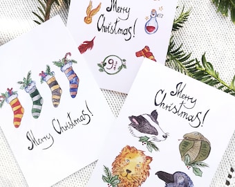 Wizard Christmas card set, advent magic card, happy holidays card,  Merry Christmas card