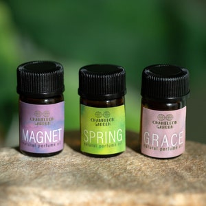 Set van drie natuurlijke parfums Parfumtesters Natuurlijke parfummonsters Geschenkdoos voor haar Parfumoliën 100% natuurlijk parfum Parfum op reisformaat