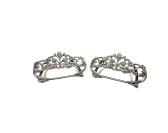Pair of Antique Victorian Sterling Silver Name Place / Menu Card Holders 1898