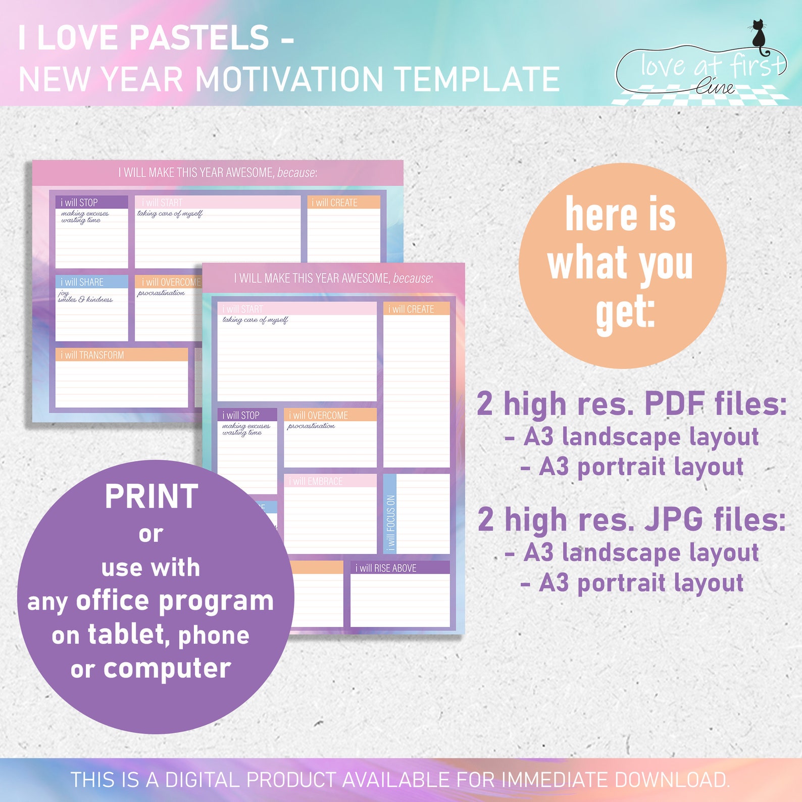 New Year Resolution Board / Template Vision Board Template Etsy