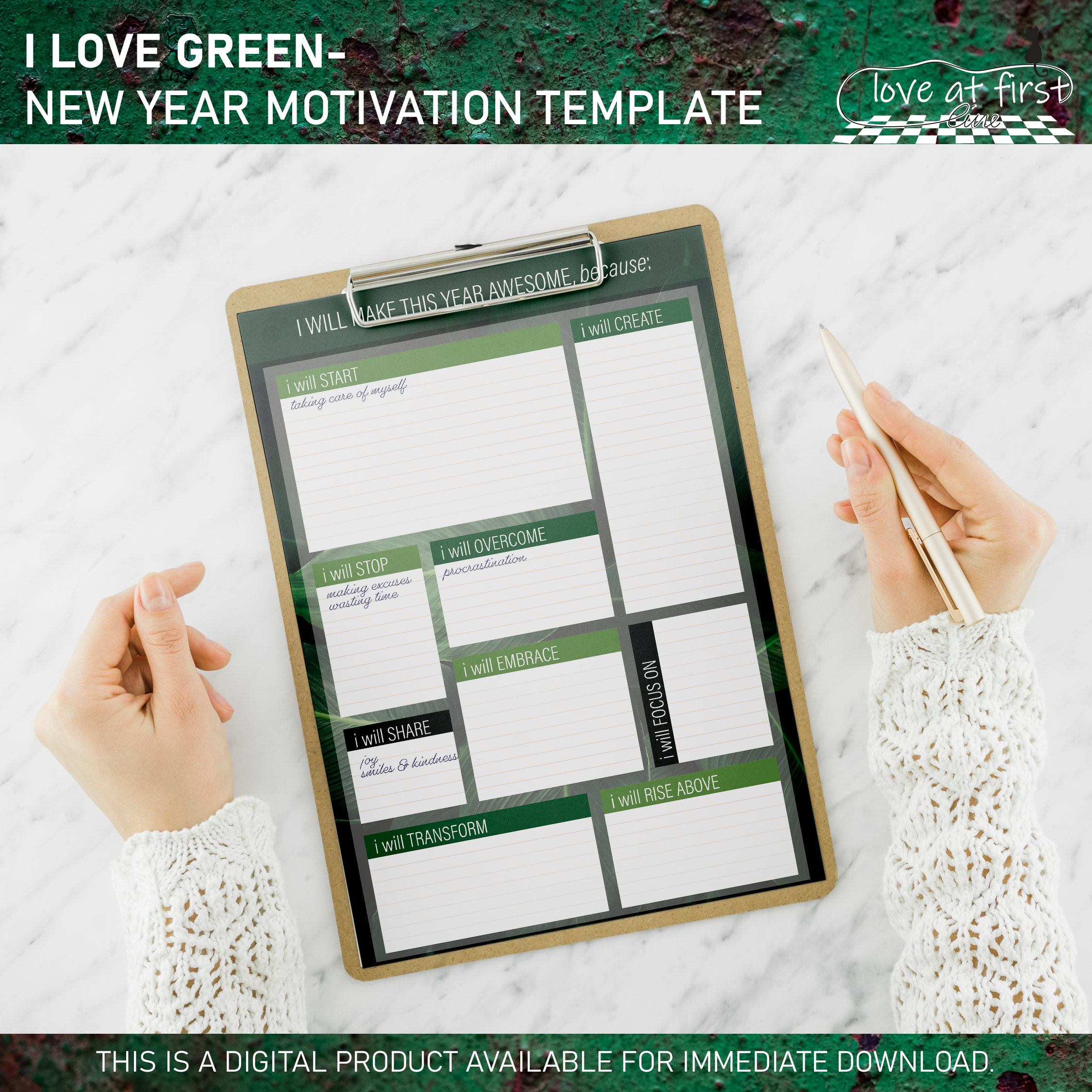 New Year Resolution Board / Template Vision Board Template - Etsy