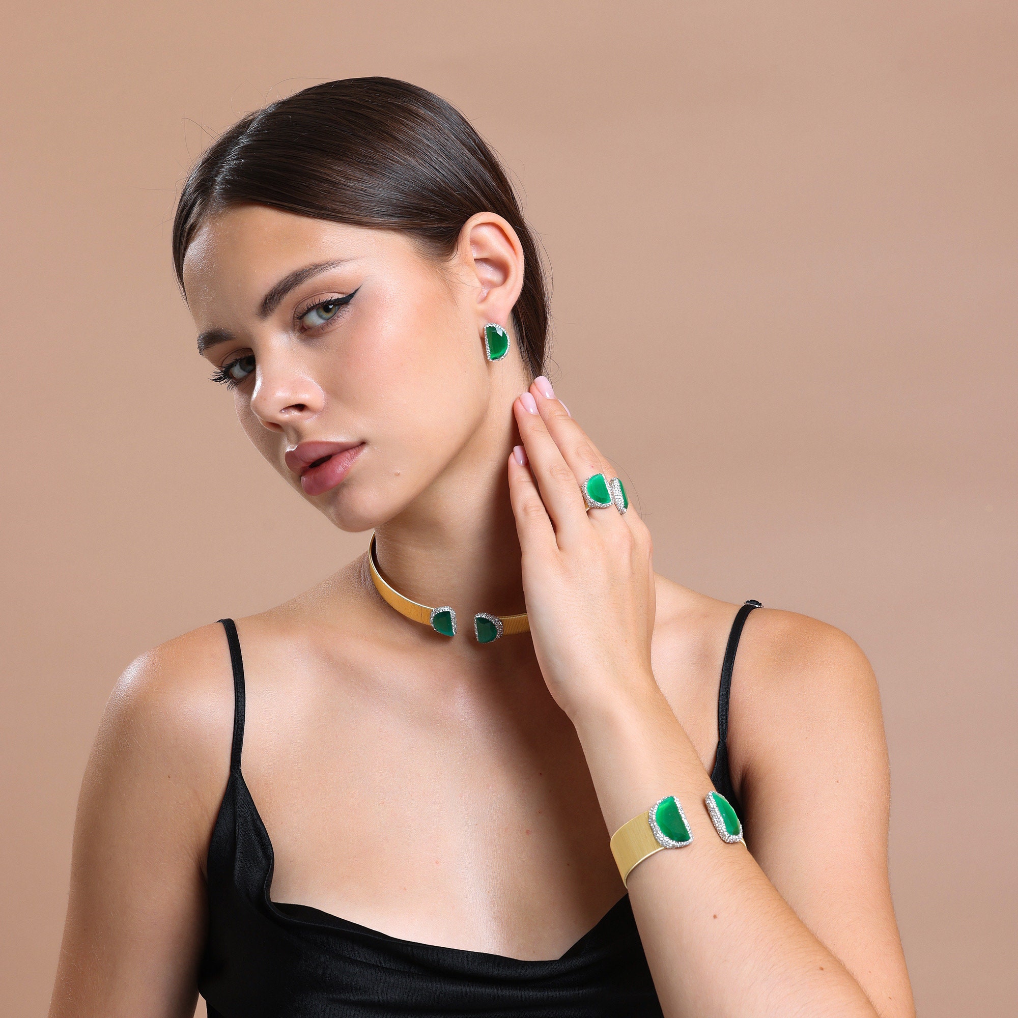 Openended Bracelet Choker and Ringcateye Bracelet and Ring Etsy