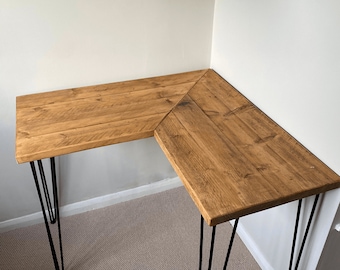 Rustic Corner Desk Made From Reclaimed Wood With Metal Hairpin - Etsy