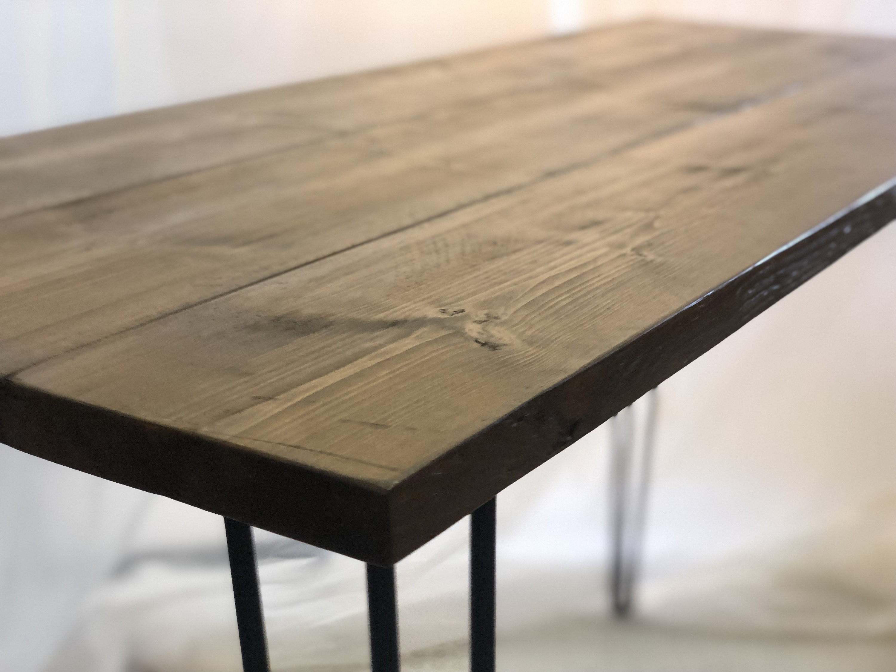 Rustic Breakfast Bar with Steel Hairpin Legs made from Etsy