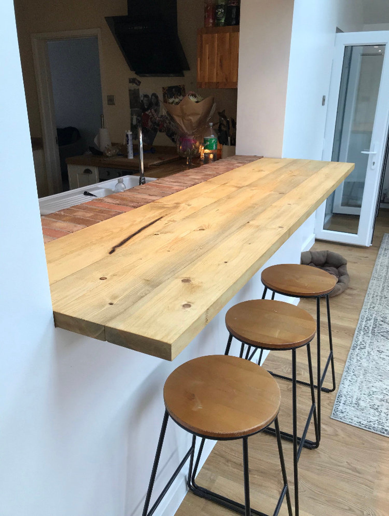 Rustic Wood Breakfast Bar With Steel Hairpin Legs Etsy UK