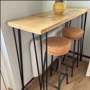 Rustic Wood Breakfast Bar with Steel Hairpin Legs