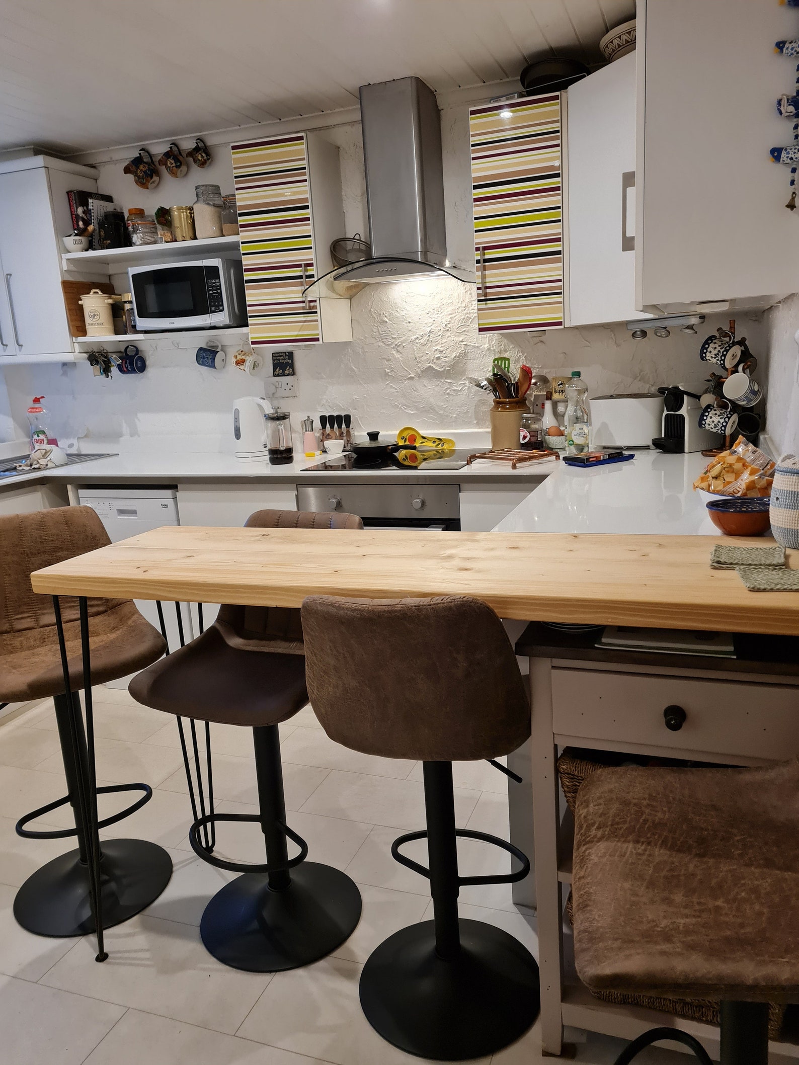 Rustic Wood Breakfast Bar With Steel Hairpin Legs Etsy UK