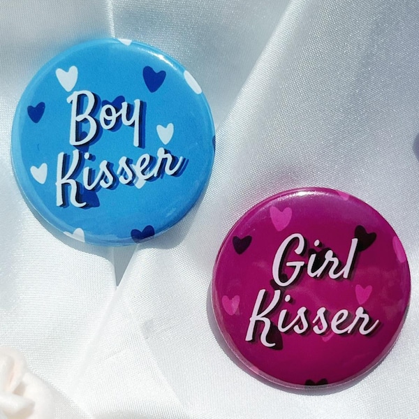 Boy Kisser / Girl Kisser | LGBT Pride Pin-back Button Badges