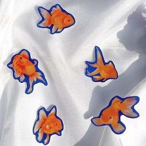 Set of Five Goldfish Die-cut Stickers | Illustrated Fish Sticker Pack