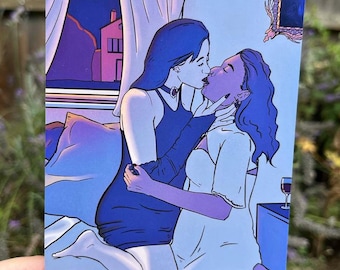 Fantasy Sapphic Art Prints Sana and Yumi (Lesbian Vampire and Mermaid)