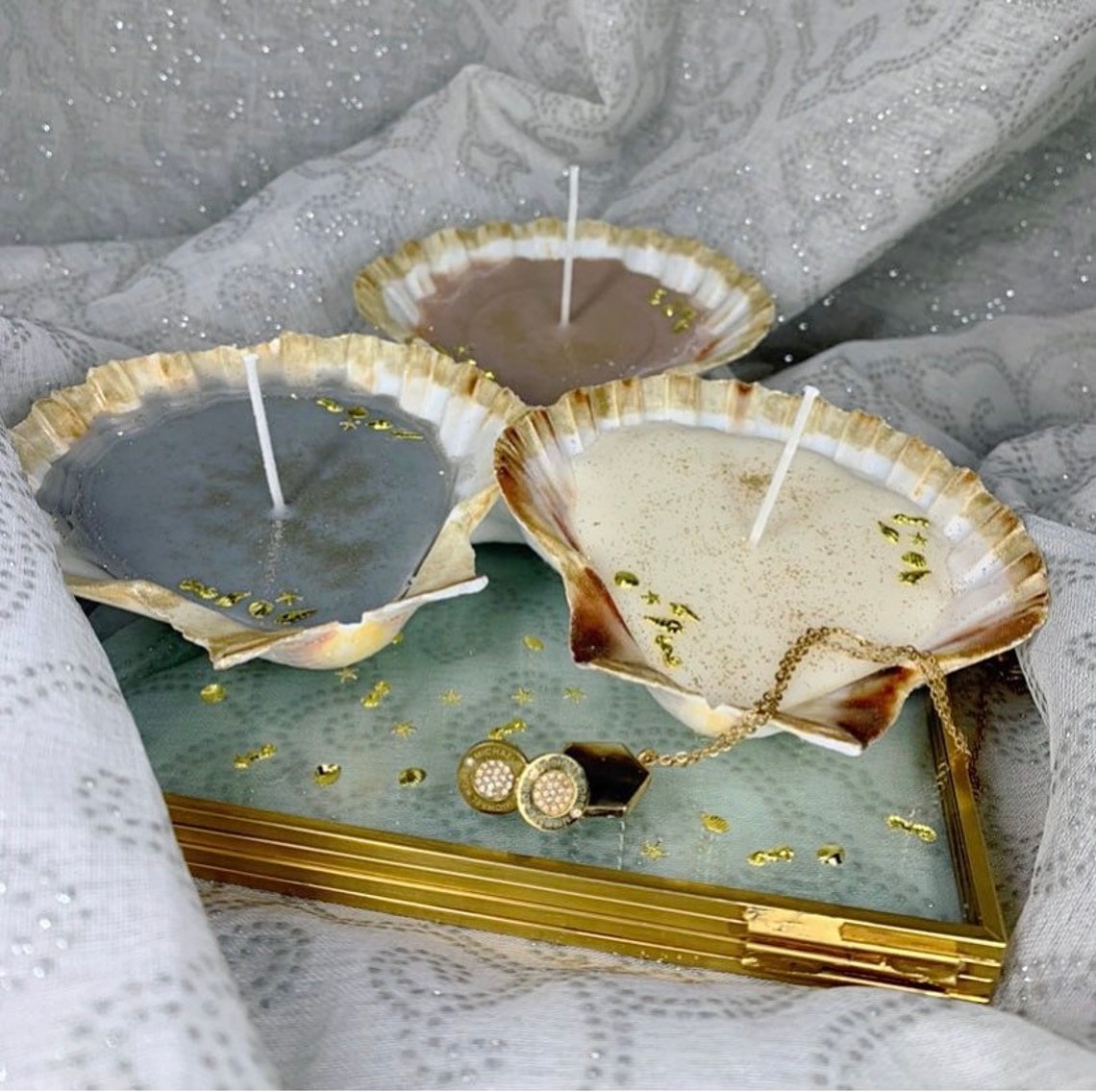 Mother of pearl shell candle Etsy