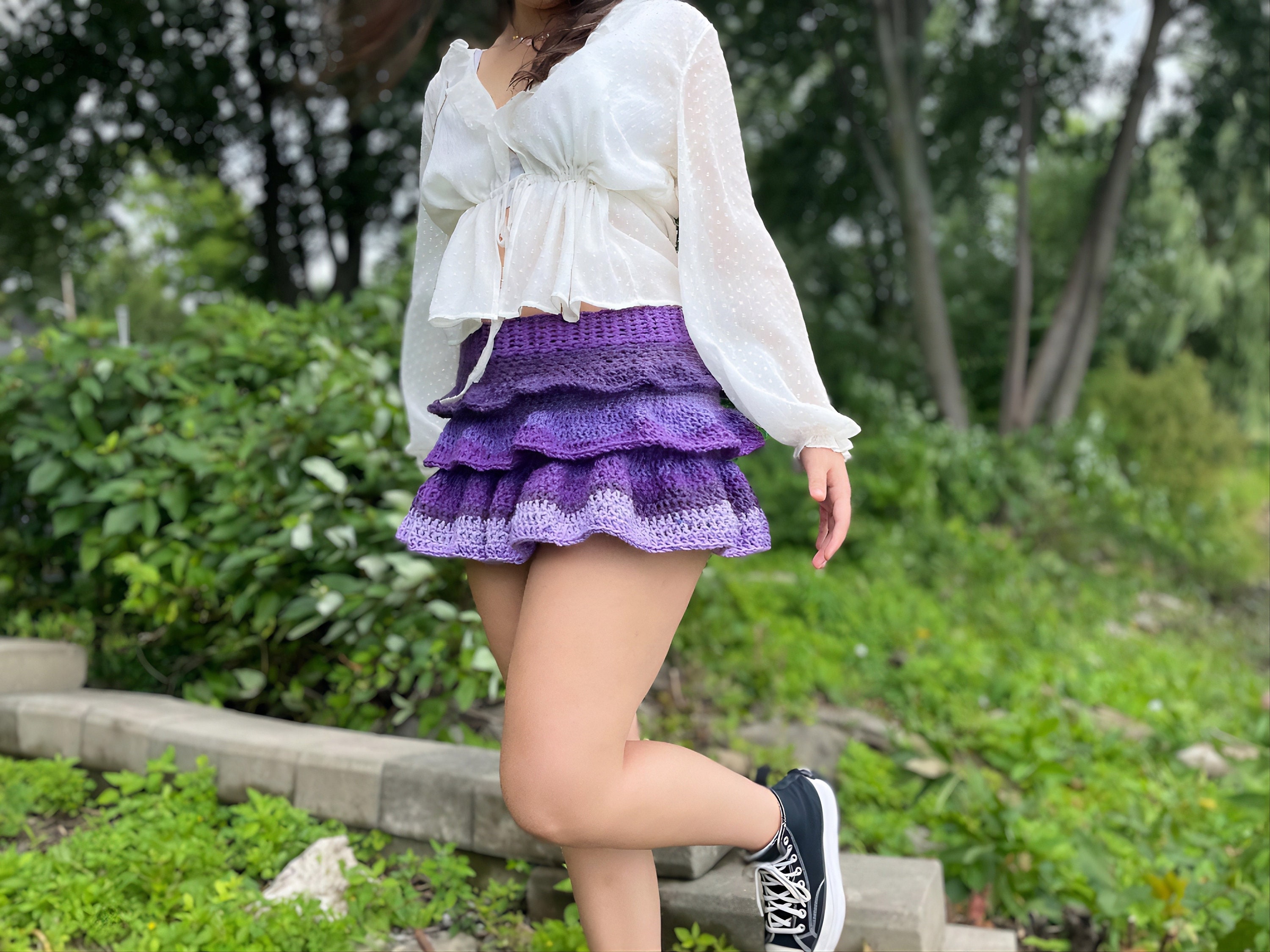 Floral skirt with crochet trim detail main image 0