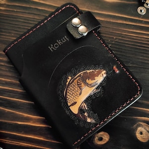Cartera de pescador, cartera de cuero de carpa, pesca