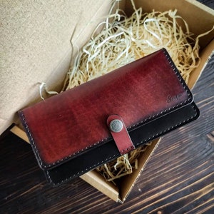 Women's Leather Wallet, long wallet, custom wallet, luxury wallet