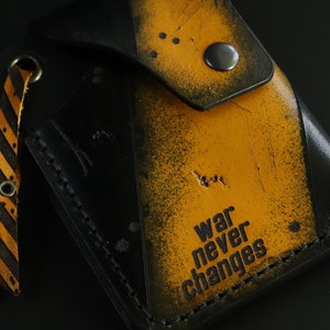 Inspirado en Fallout, Armadura de poder T-60, Wasteland, nuclear, billetera de cuero, billetera hecha a mano, billetera EDC, regalo para jugadores, hermandad de acero