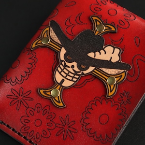 regalo de anime, fan art, billetera de cuero, billetera hecha a mano, el espadachín más fuerte, personalizado, manga japonés, billetera EDC, minimalista