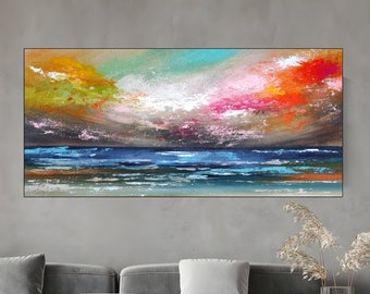 Large Abstract Painting, Modern abstract painting, original Sunset painting, Seascape wall art, xl abstract painting, acrylic landscape art