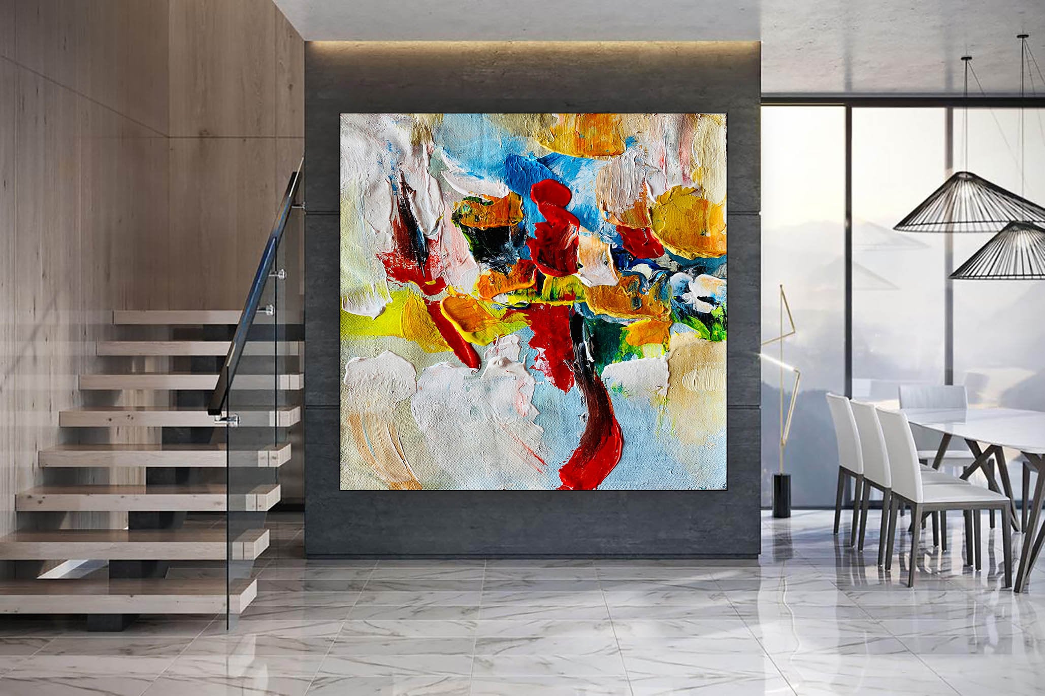 Large Office Wall Art Modern Abstract Art Abstract Painting Etsy