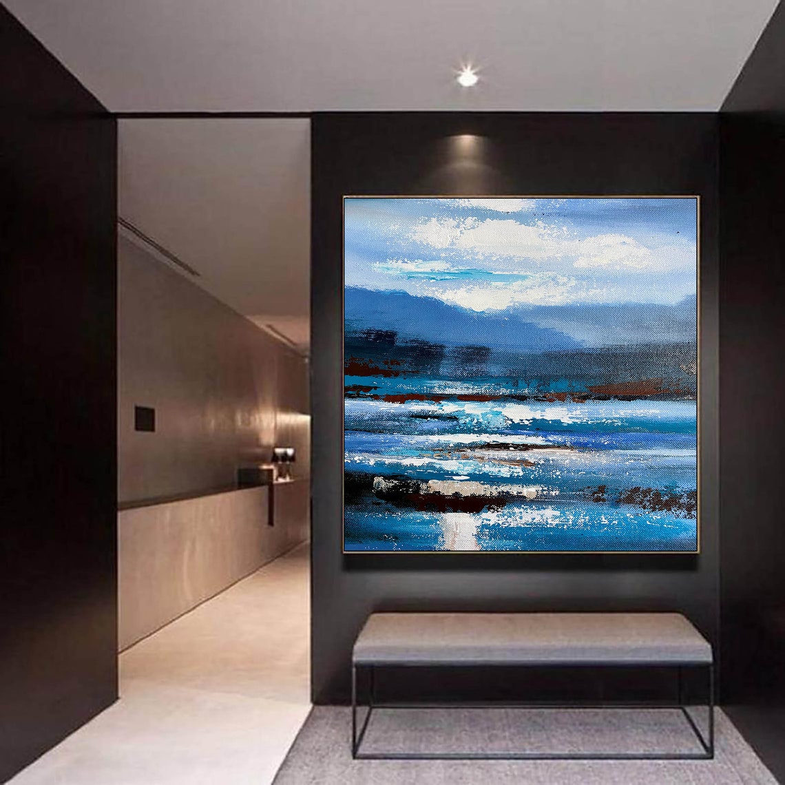 Blue Abstract Wall Art Abstract Painting Large Wall Art - Etsy