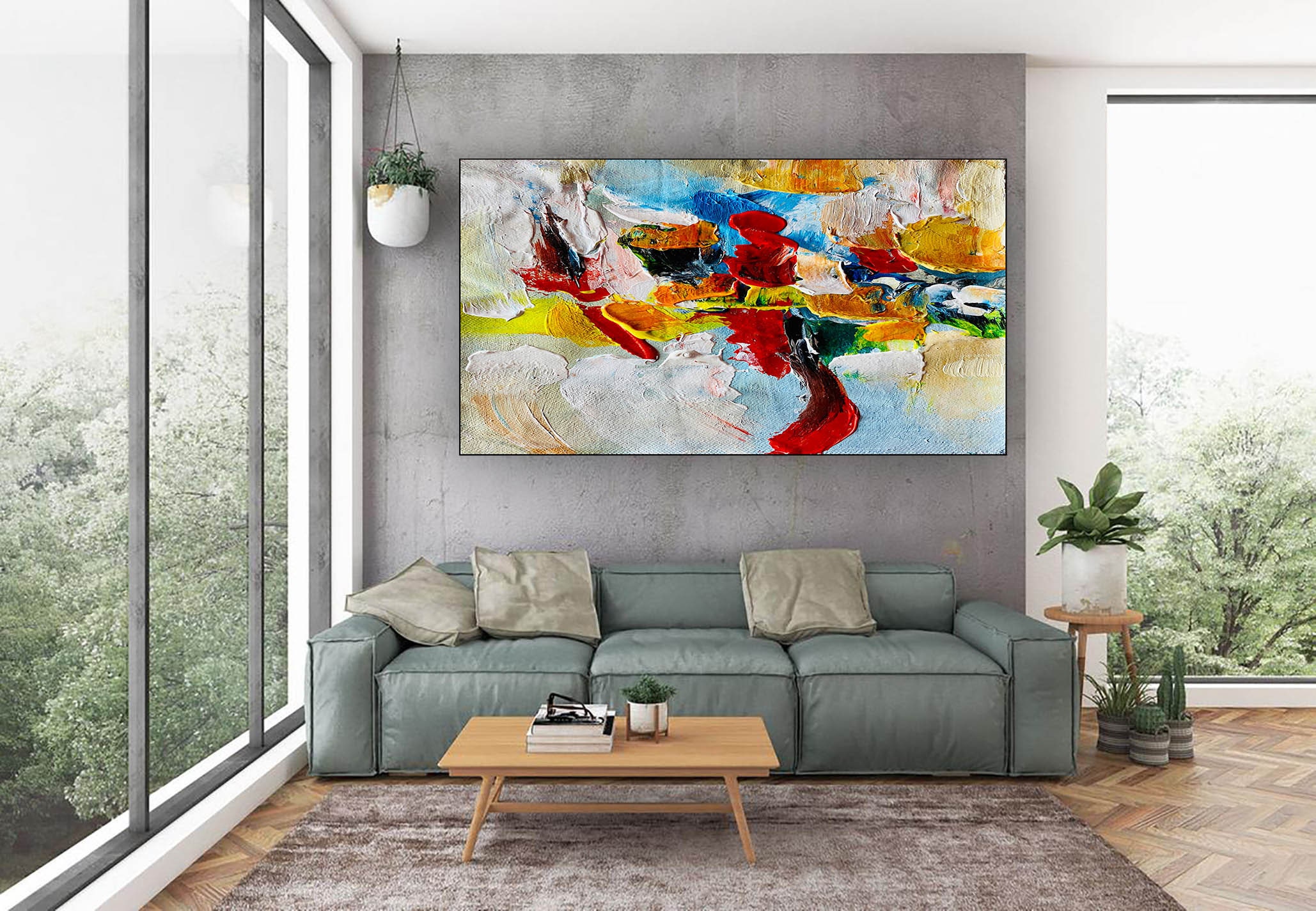 Large Office Wall Art Modern Abstract Art Abstract Painting Etsy
