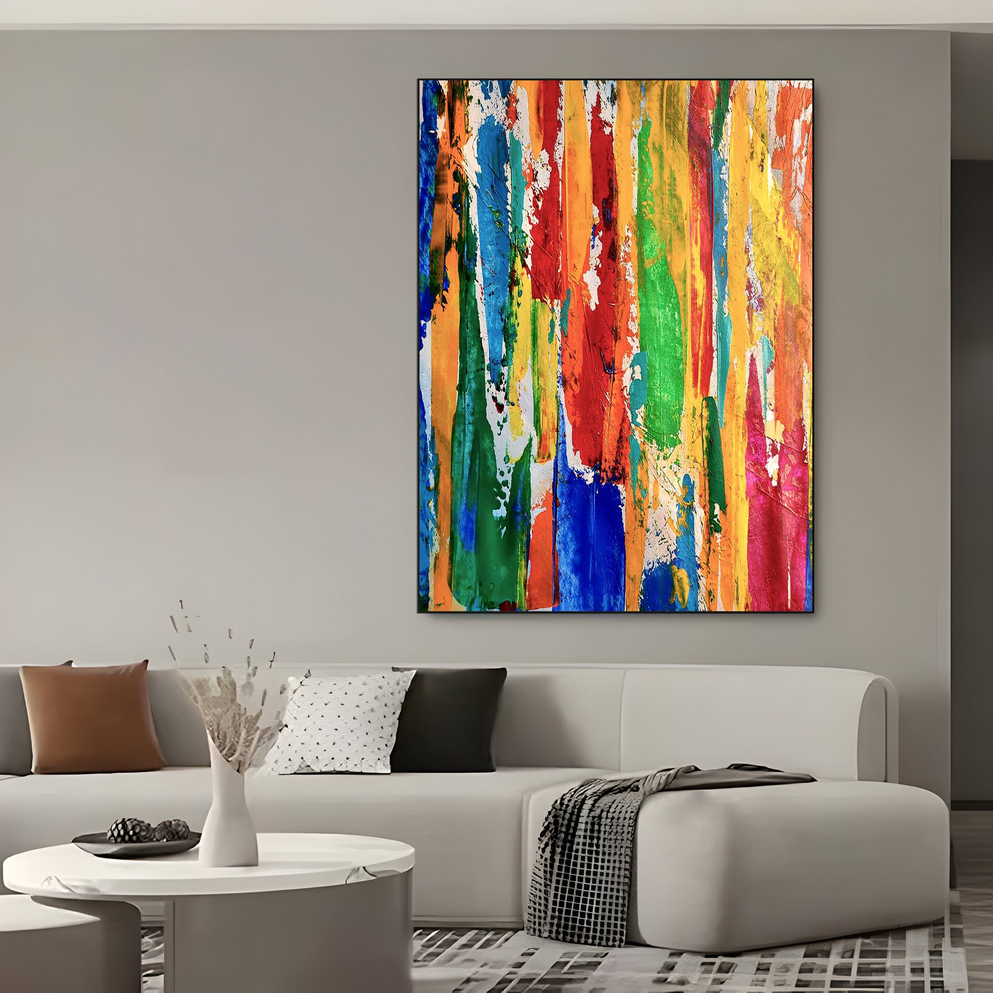  100% Hand-Painted Original Oil Painting Contemporary Art Large  Canvas Art Abstract Modern Living Room Wall Art Decor Modern Acrylic  Abstract Art Brother Gifts 96X48 Unframed: Paintings