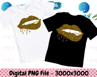 Leopard print Biting Lips sublimation file- Dripping lips- Animal Print- Biting lips vector file- lips print design- Biting lips shirt print