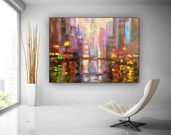 Original Abstract Painting - Canvas Wall Art, Bedroom Decor, Large Wall Art, Modern Abstract Art, Canvas Paintings, Textured Art- AG-130